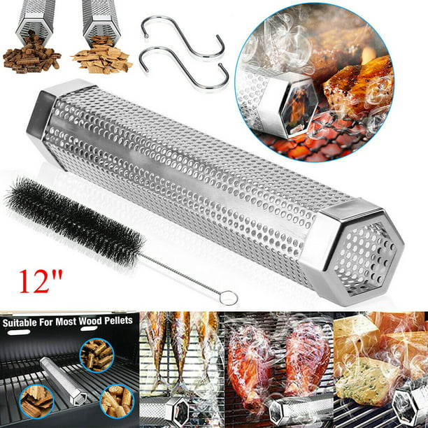 G.A Pellet Hexagon Smoker Tube in Any Grill Hot Smoking Pork with Wood Pellets 